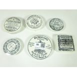 Victorian pot lids; Benwbow & Sons Celebrated Cold Cream, Woods Areca Nut Toothpaste,