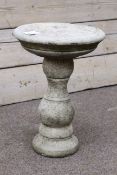 Composite stone circular birdbath on column, D39cm,
