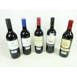 Five bottles of red wine; Chateau Tassin 2003, Vina Eneldo 2003,