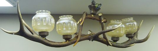 Red stag antler four lights fitting - 20 points Condition Report <a href='//www.