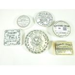 Victorian pot lids; Army & Navy Homemade Potted Meats, Edward Cook's Tooth Soap,
