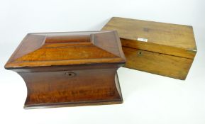Large Victorian mahogany tea caddy and a Victorian mahogany writing slope (2) Condition