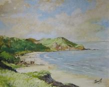 Cayton Bay - Scarborough, oil on canvas board signed by Don Micklethwaite (British 1936-),