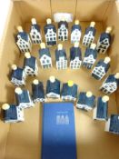 KLM Delft gin miniature house decanters numbers 1-25 (missing 3 & 20) some with contents and