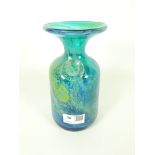 Mdina Maltese blue and yellow vase with seal stamp and signature to base, H19.