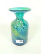 Mdina Maltese blue and yellow vase with seal stamp and signature to base, H19.