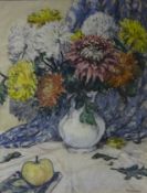Still Life of Chrysanthemums, pastel and watercolour signed and dated James W Hardy 1959,