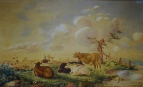 Cattle Resting by a River, watercolour Frederick E Valter (British 1850-1930),