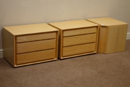 Hulsta ash pair bedside chests and matching corner linen bin Condition Report