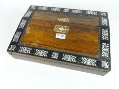 Victorian rosewood and ebony with mother of pearl inlay writing slope Condition Report
