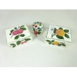 Two Plichta hand painted porcelain trinket boxes and a small mustard pot (3) Condition