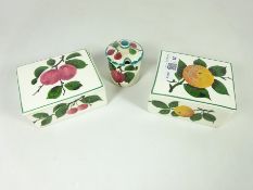 Two Plichta hand painted porcelain trinket boxes and a small mustard pot (3) Condition