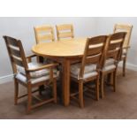 Oak extending dining table with rounded ends (H78cm,