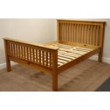 Polished pine double 4' 6'' bedstead Condition Report <a href='//www.