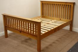 Polished pine double 4' 6'' bedstead Condition Report <a href='//www.