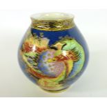 Carlton Ware crested bird and waterlily vase with enamel and gilt chinoiserie decoration, no.