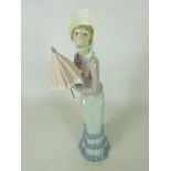 Large Lladro model of a girl with a parasol, H36.