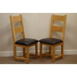 Pair light oak side chairs with upholstered seats Condition Report <a
