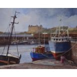 'Golden Ball Slipway' - Scarborough, oil on canvas signed by Don Micklethwaite (British 1936-),