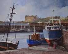 'Golden Ball Slipway' - Scarborough, oil on canvas signed by Don Micklethwaite (British 1936-),