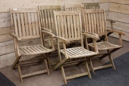 Six hardwood folding garden armchairs Condition Report <a href='//www.