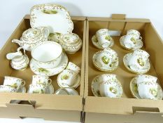 19th/ early 20th Century tea and coffeeware, hand painted with rural scenes,