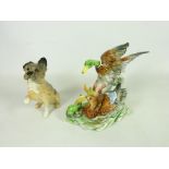 Royal Doulton Dog and a continental figure of Mallards (2) Condition Report <a