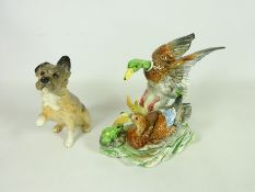 Royal Doulton Dog and a continental figure of Mallards (2) Condition Report <a