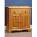 Pine side cabinet, single drawer and cupboard, W68cm, H73cm,