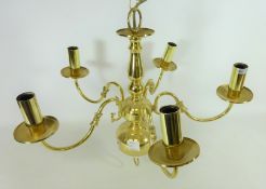 Five branch gilt metal centre light fitting Condition Report <a href='//www.