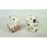 Royal Crown Derby Poppy Mouse collectors guild exclusive paperweight and another similar Royal