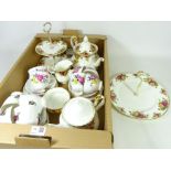 Royal Albert 'Old Country Roses' teapot, two cake stands,