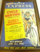 Vintage Daily Express Scarborough Cycle Meeting poster, dated 1952,