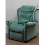 'The Recliner Factory' electric riser reclining armchair upholstered in green dralon,