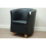 Faux leather tub shaped armchair, W75cm Condition Report <a href='//www.