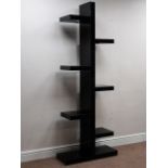 Black gloss staggered bookcase, W70cm, H185cm,