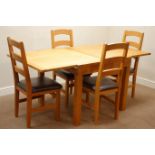 Square light oak extending dining table (90cm x 90cm - 180cm (extended)),