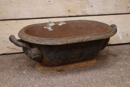 Late 19th century cast Iron garden planter with carrying handles,