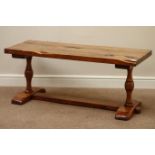 Rectangular rustic yew wood coffee table with stretcher base (120cm x 44cm, H50cm),