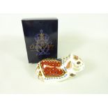 Royal Crown Derby Guinea pig paperweight with gold stopper,