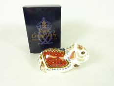 Royal Crown Derby Guinea pig paperweight with gold stopper,