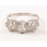 Platinum set diamond ring, the old brilliant cut centre stone approx 0.