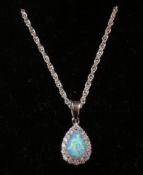 Opal dress pendant fancy chain necklace stamped 925 Condition Report <a