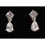 Pair of cubic zirconia dress ear-rings stamped 925 Condition Report <a