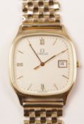 Gentleman's Omega 9ct gold quartz wristwatch no 1430 on Wristwear hallmarked 9ct gold bracelet