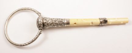 Victorian ivory parasol handle the small hallmarked silver mount dated 1892 Condition