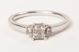 Diamond ring in square setting the white gold shank hallmarked 9ct Condition Report