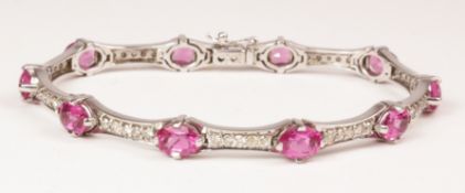 White gold pink sapphire and diamond bracelet stamped 18k Condition Report <a