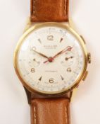 Gentleman's Altamira by Moise Dreyfuss chronograph antimagnetic 18ct gold wristwatch Swiss