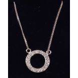 Brilliant cut diamond circle white gold pendant necklace hallmarked 18ct Condition Report